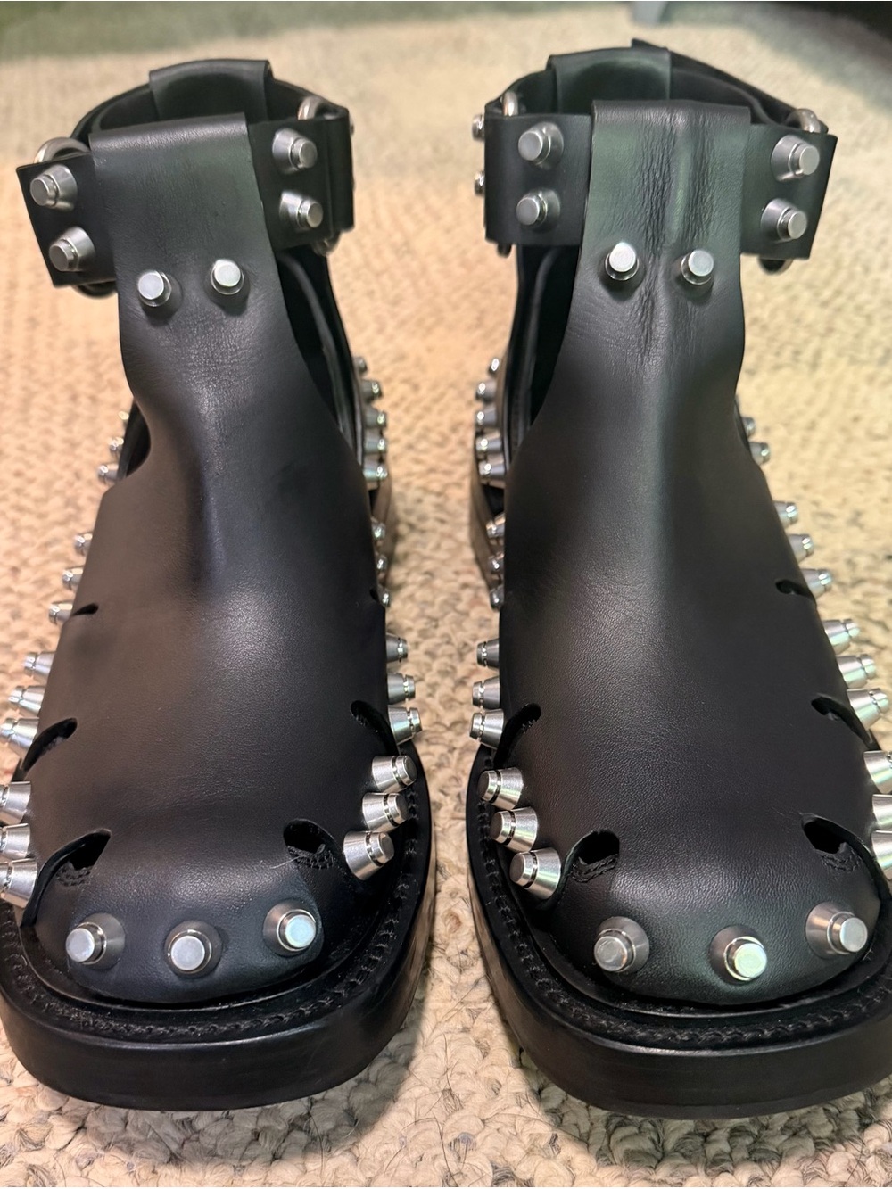 Alexander Wang Dixon Leather Sandals - Black Studded Leather Gladiator Sandals